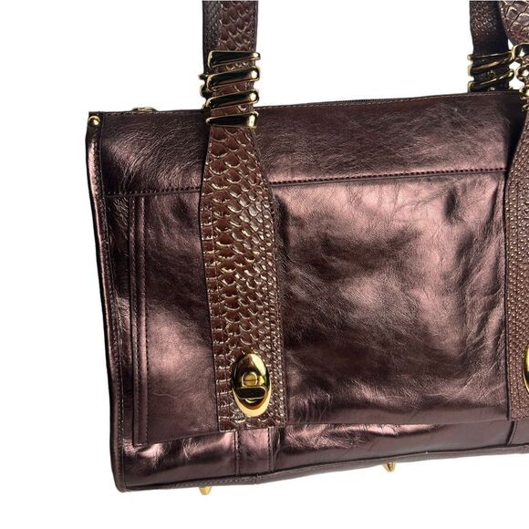 La Gioe di Toscana Metallic Leather Handbag Purse - Picture 4 of 9